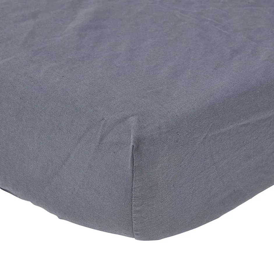 Homescapes Drap-housse en lin lavé gris - 180 x 200 cm -