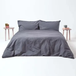 Homescapes Drap-housse en lin lavé gris - 180 x 200 cm -