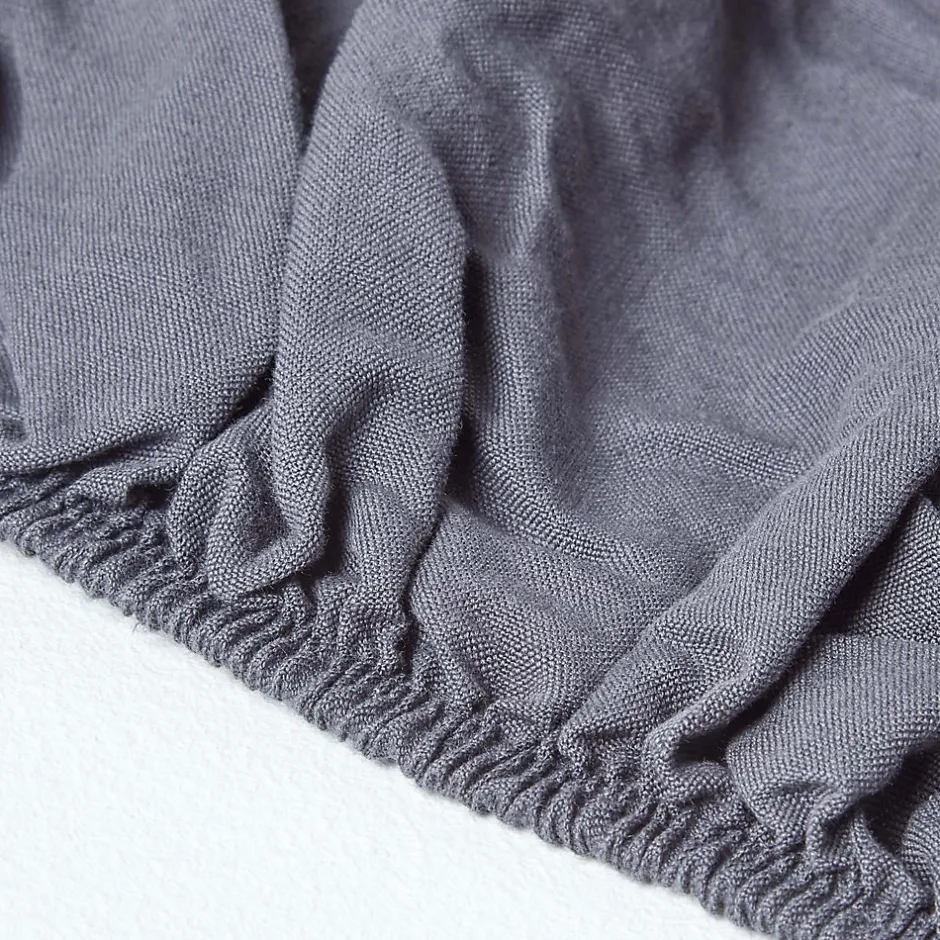 Homescapes Drap-housse en lin lavé gris - 180 x 200 cm -