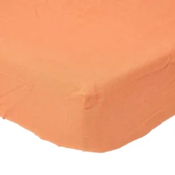 Homescapes Drap-housse en lin lavé orange - 100 x 200 cm Outlet