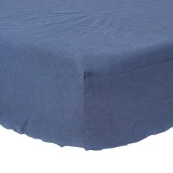 Homescapes Drap-housse grand bonnet en lin lavé bleu marine - 140 x 190 cm - Outlet