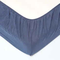 Homescapes Drap-housse grand bonnet en lin lavé bleu marine - 140 x 190 cm - Outlet