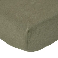 Homescapes Drap-housse grand bonnet en lin lavé vert - 140 x 190 cm -
