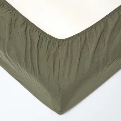 Homescapes Drap-housse grand bonnet en lin lavé vert - 140 x 190 cm -