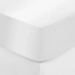 Atmosphera Créateur D'Intérieur Drap-housse Isadora satin 160x200cm blanc - Atmosphera