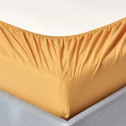Homescapes Drap-housse jaune moutarde 100% coton égyptien 200 fils 140 x 200 cm -