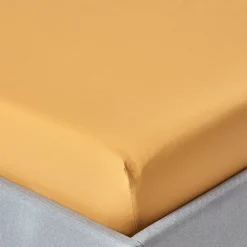 Homescapes Drap-housse jaune moutarde 100% coton égyptien 200 fils 120 x 190 cm -