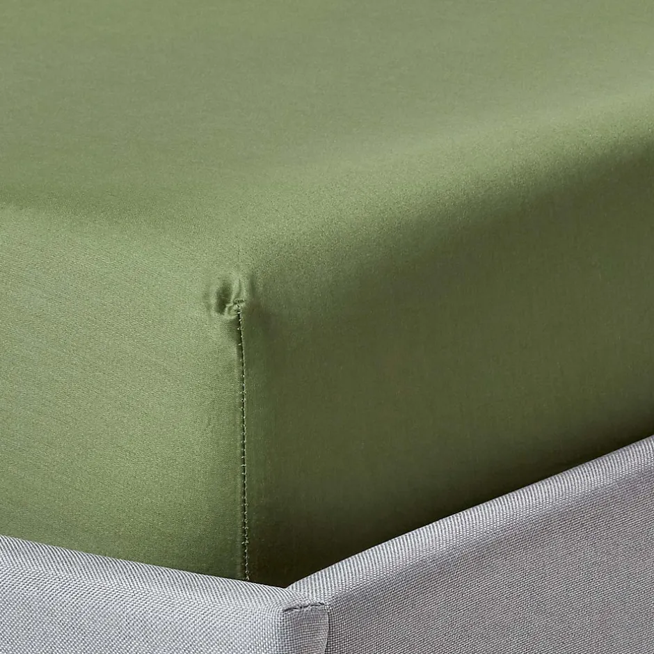 Homescapes Drap-housse matelas épais coton égyptien bio 400 fils vert mousse 180 x 200 cm - Hot