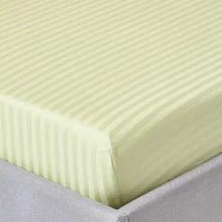 Homescapes Drap-housse rayé 140 x 200 cm 100% coton égyptien 330 fils coloris vert sauge - Discount