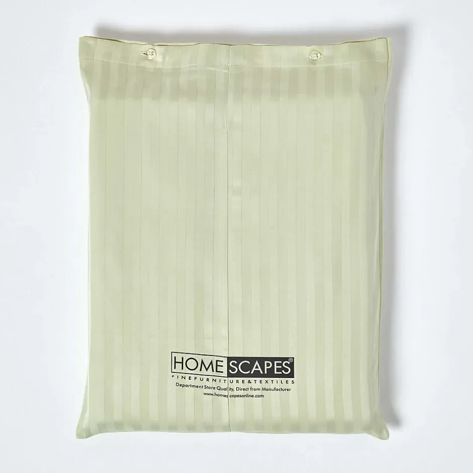 Homescapes Drap-housse rayé 140 x 200 cm 100% coton égyptien 330 fils coloris vert sauge - Discount