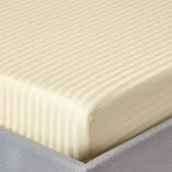 Homescapes Drap-housse rayé 140 x 200 cm 100% coton égyptien 330 fils coloris jaune pastel -