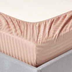 Homescapes Drap-housse rayé 120 x 190 cm 100% coton égyptien 330 fils coloris taupe -