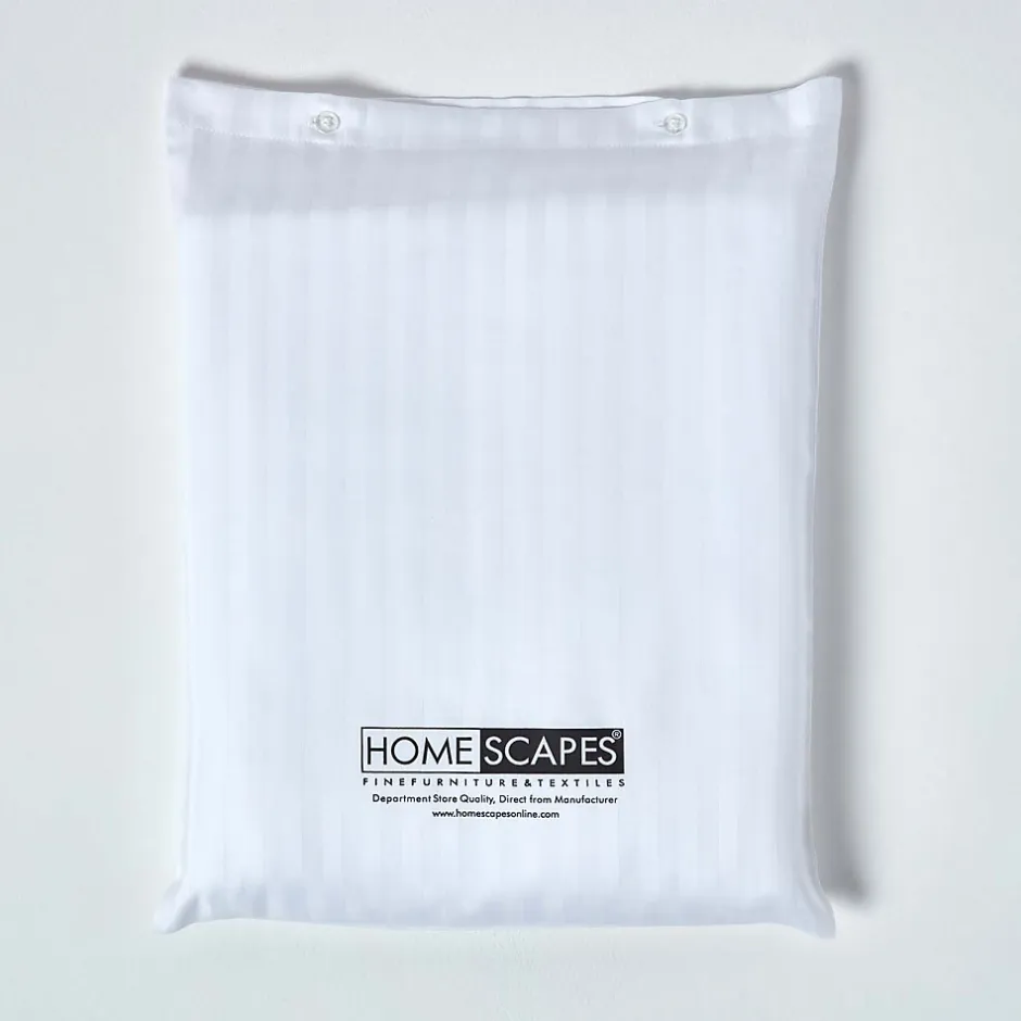 Homescapes Drap-housse rayé 180 x 200 cm 100% coton égyptien 330 fils coloris blanc -