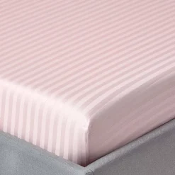 Homescapes Drap-housse rayé 140 x 200 cm 100% coton égyptien 330 fils coloris rose - New