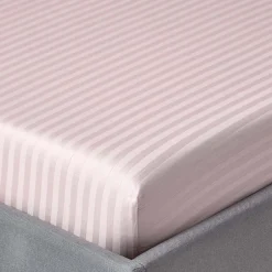 Homescapes Drap-housse rayé 90 x 190 cm 100% coton égyptien 330 fils coloris violet -