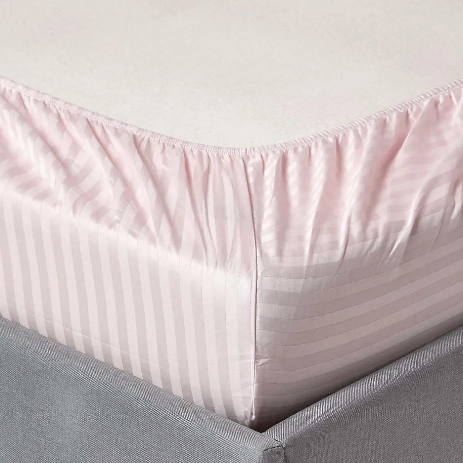 Homescapes Drap-housse rayé 90 x 190 cm 100% coton égyptien 330 fils coloris violet -