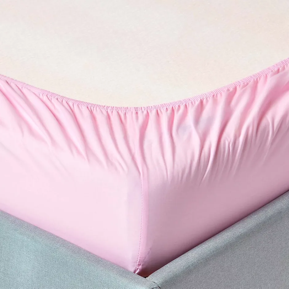 Homescapes Drap-housse rose 100% coton égyptien 200 fils 120 x 190 cm - Clearance