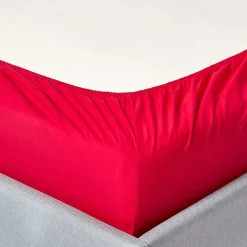 Homescapes Drap-housse rouge 100% coton égyptien 200 fils 120 x 190 cm -