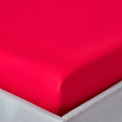 Homescapes Drap-housse rouge 100% coton égyptien 200 fils 140 x 200 cm - Sale