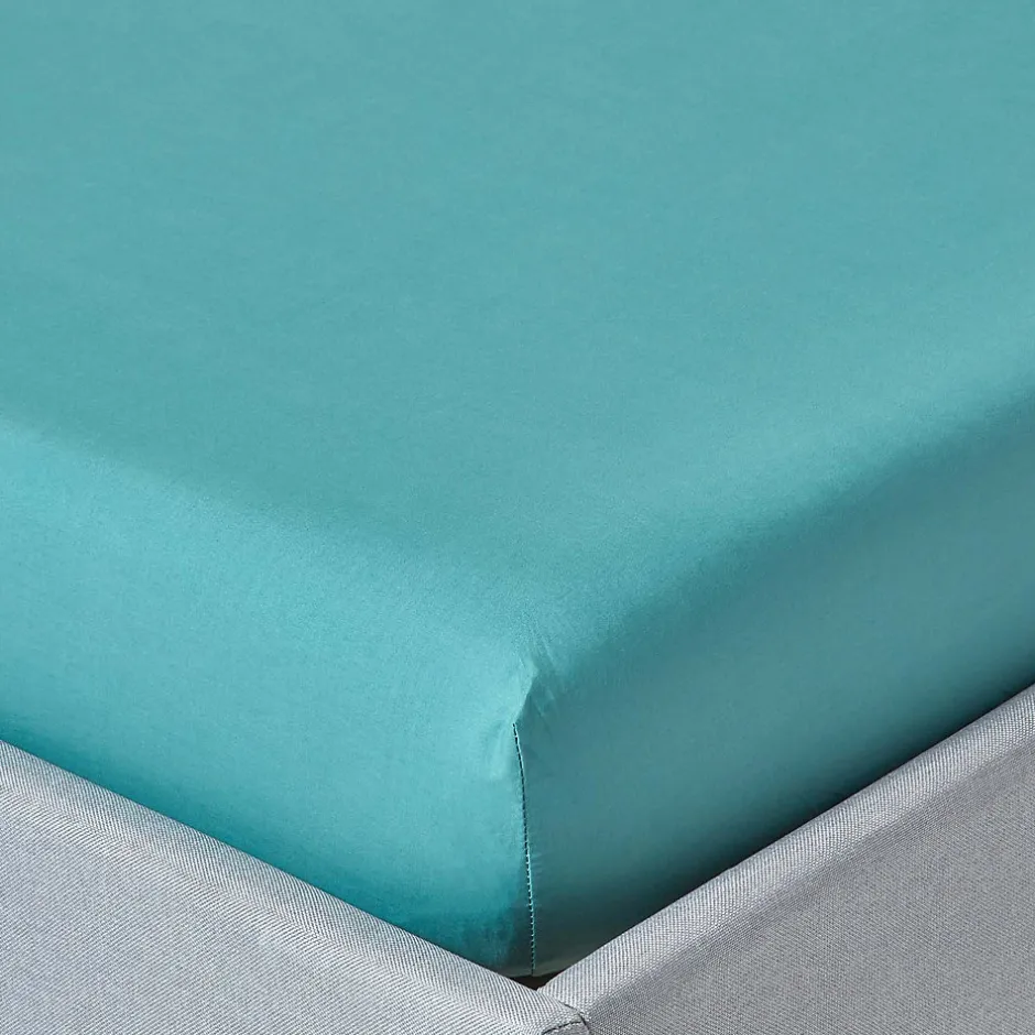 Homescapes Drap-housse sarcelle 100% coton égyptien 200 fils 90 x 190 cm -
