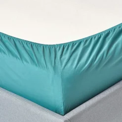 Homescapes Drap-housse sarcelle 100% coton égyptien 200 fils 90 x 190 cm -