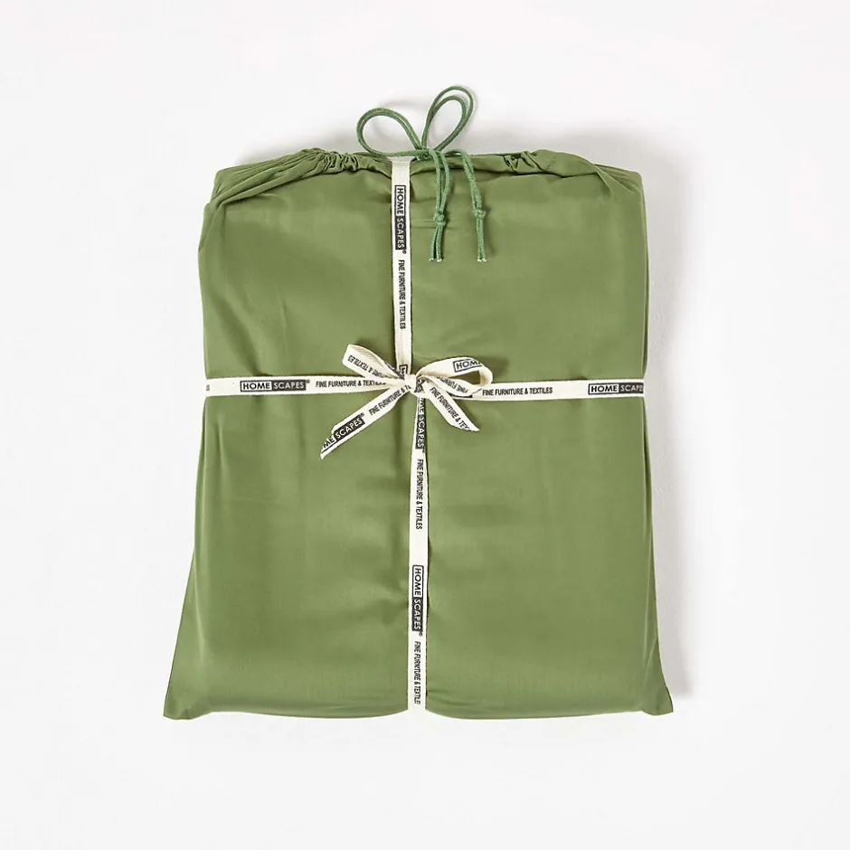 Homescapes Drap-housse uni 100 % coton égyptien biologique 400 fils vert mousse 140 x 200 cm -