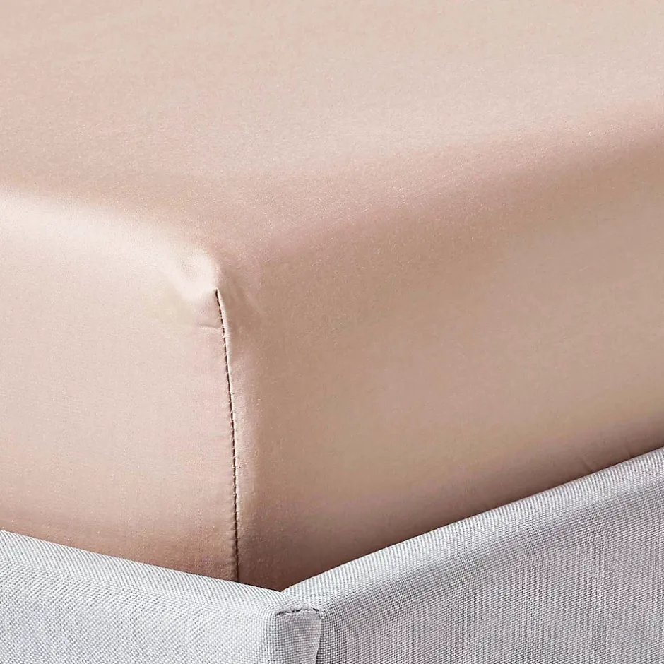 Homescapes Drap-housse uni 100 % coton égyptien 1000 fils coloris beige taupe 140 x 190 cm - Discount