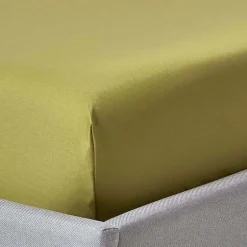 Homescapes Drap-housse uni 180 x 200 cm 100 % coton égyptien 1000 fils coloris vert olive - Outlet