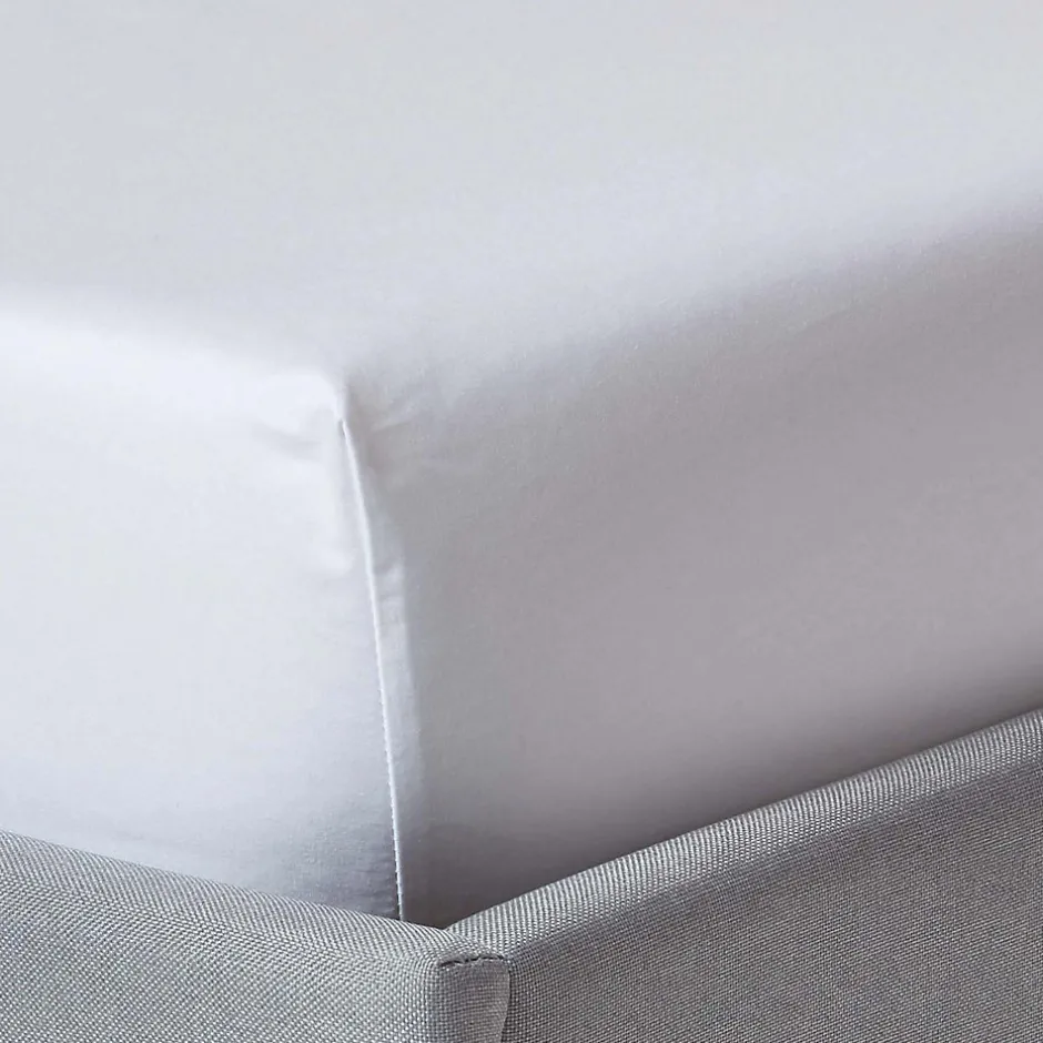 Homescapes Drap-housse uni 180 x 200 cm 100 % coton égyptien 1000 fils coloris blanc -