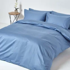 Homescapes Drap-housse uni 140 x 190 cm 100 % coton égyptien 1000 fils coloris bleu - Outlet