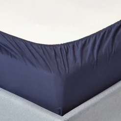 Homescapes Drap-housse uni 140 x 190 cm 100 % coton égyptien 200 fils coloris bleu marine -