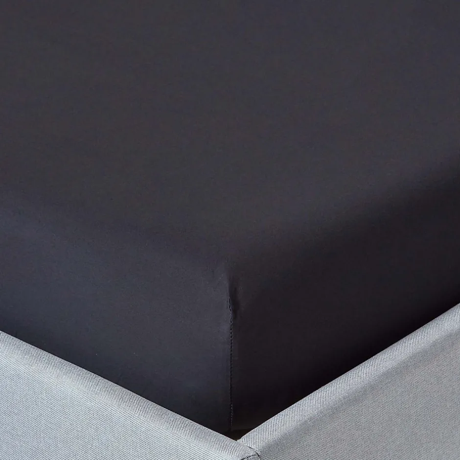 Homescapes Drap-housse uni 140 x 190 cm 100 % coton égyptien 200 fils coloris noir - Best