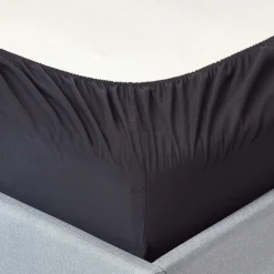 Homescapes Drap-housse uni 180 x 200 cm 100 % coton égyptien 200 fils coloris noir -