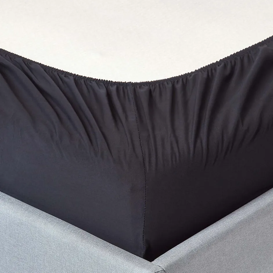 Homescapes Drap-housse uni 180 x 200 cm 100 % coton égyptien 200 fils coloris noir -