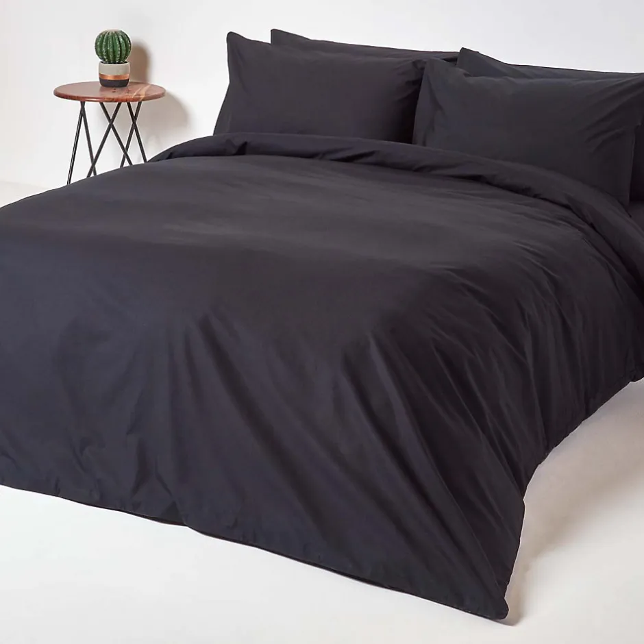 Homescapes Drap-housse uni 180 x 200 cm 100 % coton égyptien 200 fils coloris noir -
