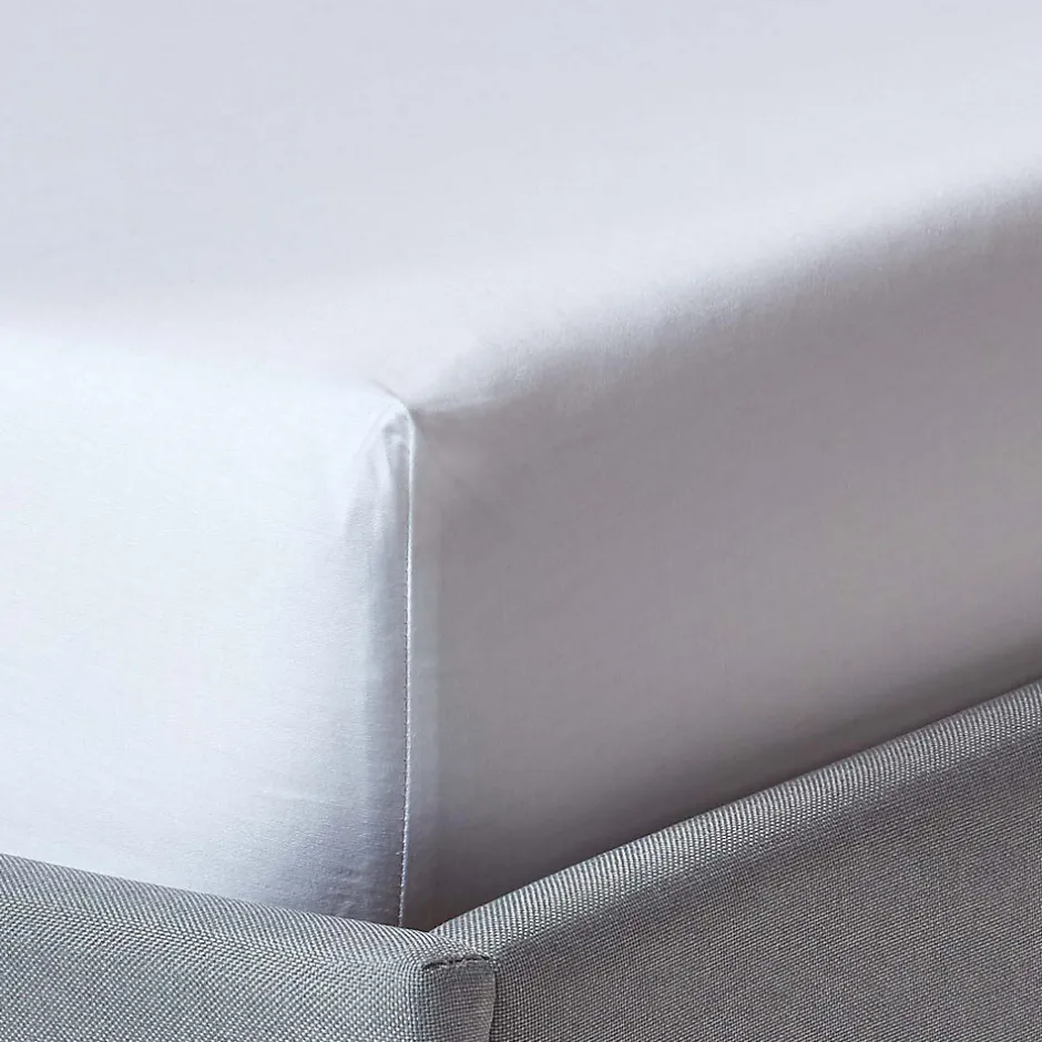 Homescapes Drap-housse uni 160 x 200 cm 100 % coton égyptien biologique 400 fils blanc - New