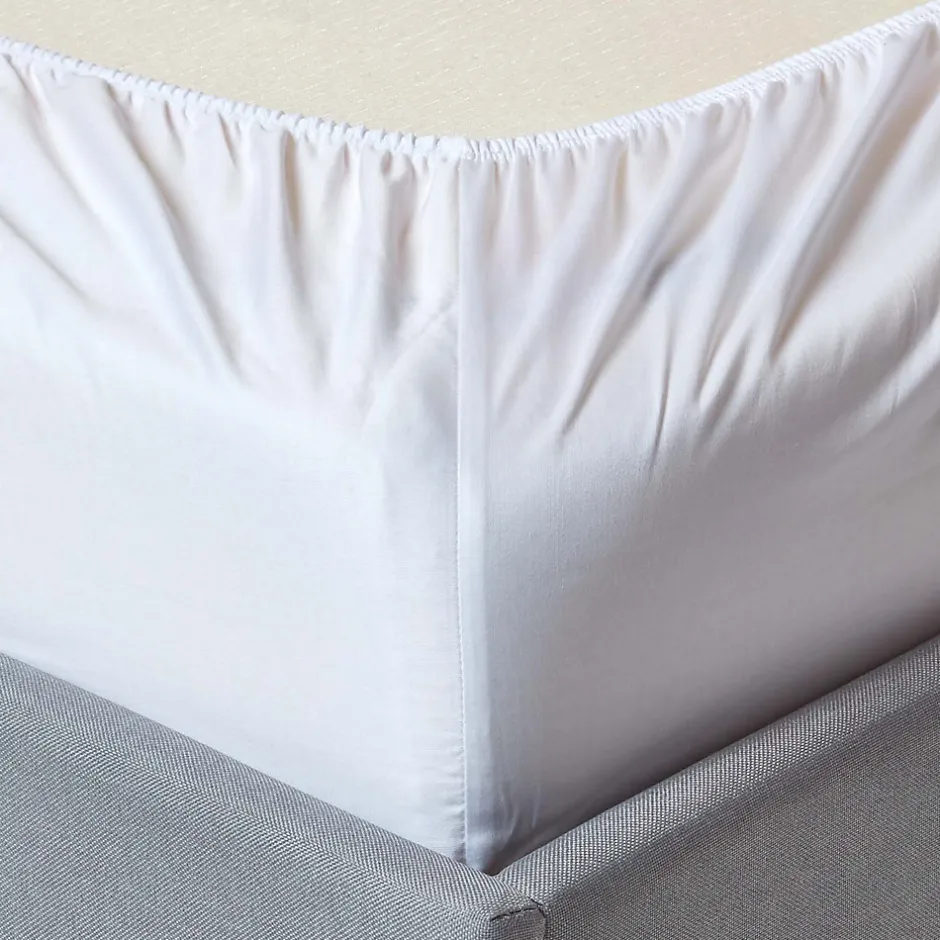 Homescapes Drap-housse uni 160 x 200 cm 100 % coton égyptien biologique 400 fils blanc - New