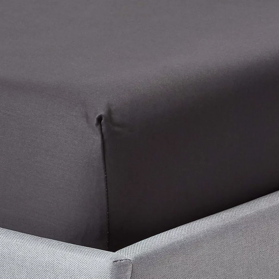 Homescapes Drap-housse uni 90 x 190 cm 100 % coton égyptien 1000 fils coloris gris foncé - Clearance