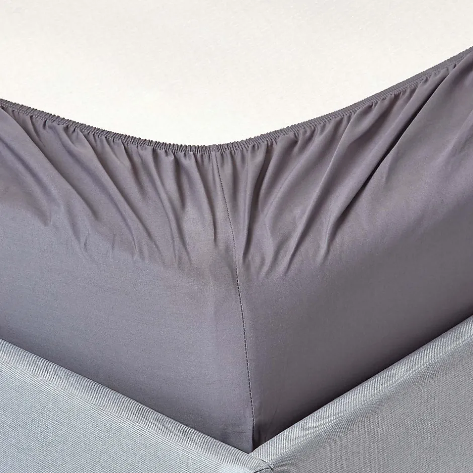 Homescapes Drap-housse uni gris foncé 100 % coton égyptien 200 fils matelas épais 180 x 200 cm - Hot
