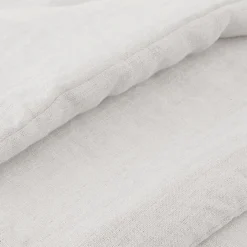 Meubletmoi Édredon 90 x 200 cm lin lavé blanc avec 4 nouettes en jute - LUISA