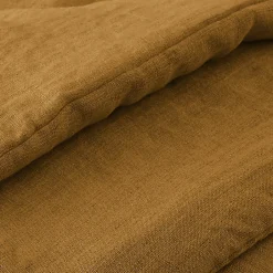 Meubletmoi Édredon 90 x 200 cm lin lavé caramel avec 4 nouettes en jute - LUISA Best