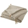 Meubletmoi Édredon 150 x 150 cm lin lavé sable avec 4 nouettes en jute - LUISA