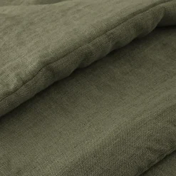 Meubletmoi Édredon 90 x 200 cm lin lavé vert avec 4 nouettes en jute - LUISA
