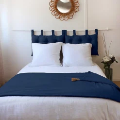 Decostars Édredon Panama 90x190 cm pompons jute marine