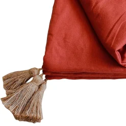 Decostars Édredon Panama 90x190 cm pompons jute terracotta New