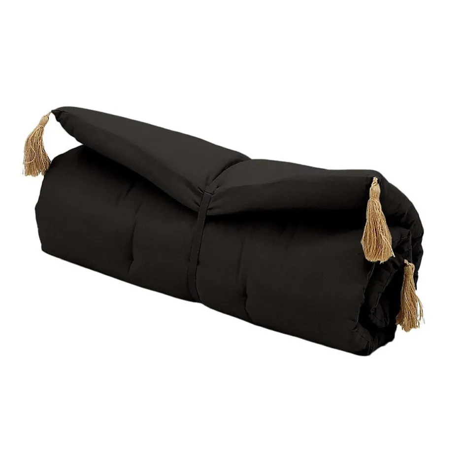Decostars Édredon Panama 90x190 cm pompons jute noir
