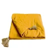 Decostars Édredon Panama 90x190 cm pompons jute moutarde Discount