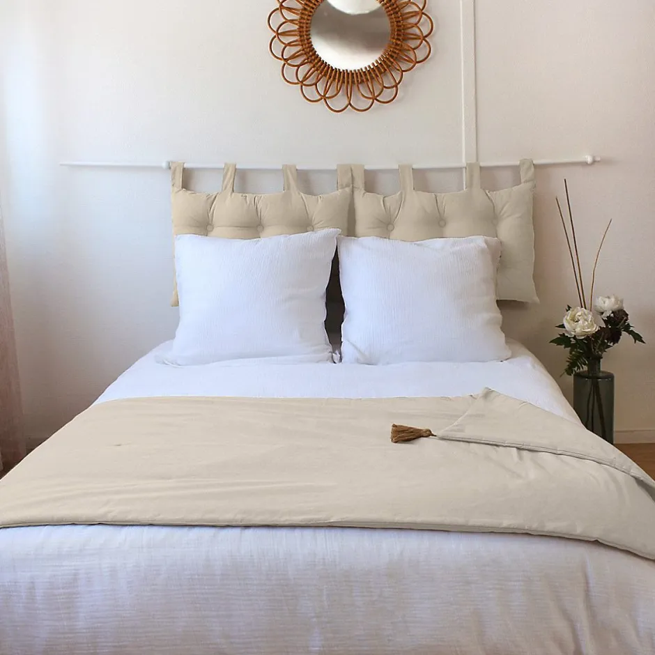 Enjoy Home Édredon Panama 90x190 cm pompons jute écru Sale