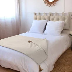 Enjoy Home Édredon Panama 90x190 cm pompons jute écru Sale