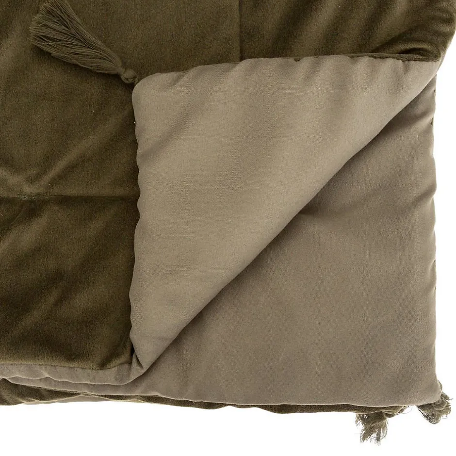Atmosphera Créateur D'Intérieur Édredon Sonia - velours - vert kaki 80x180 cm - Atmosphera